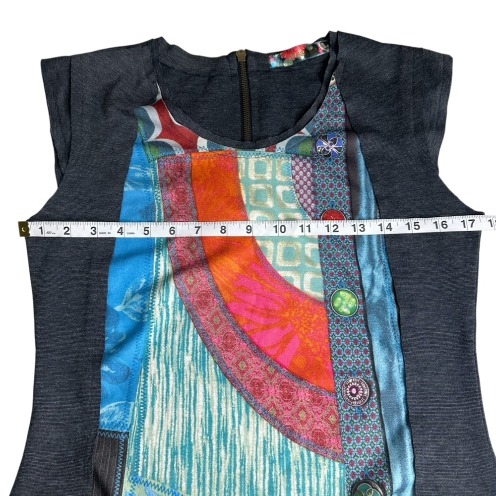 Desigual Multicolored Patchwork Short Sleeve Mini… - image 2